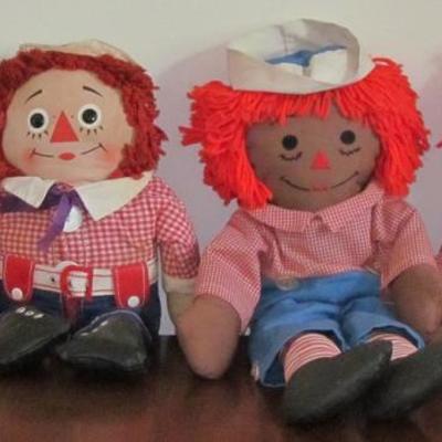 Knickerbocker Vintage Raggedy Ann & Andy Dolls and Handmade Large Raggedy Ann & Andy Dolls