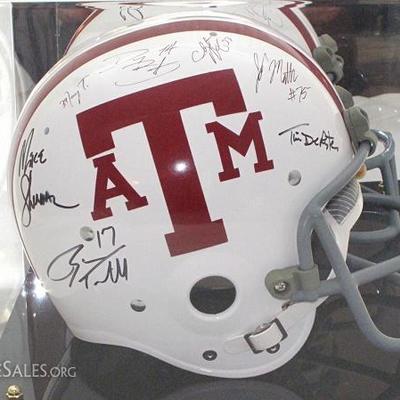 Texas A&M 2011 Football Team Autographed Helmet with Display Case