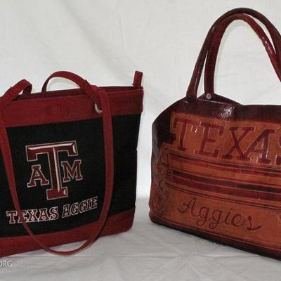 Texas A&M Embroidered Nylon Canvas Tote Bag and a Vintage Leather "Ole Sarge" Aggie Texas A&M Purse
