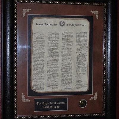 Texas Declaration of Independence Matted and Framed