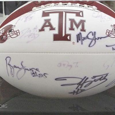 Texas A&M 2011 Football Team Autographed Football with Display Case 