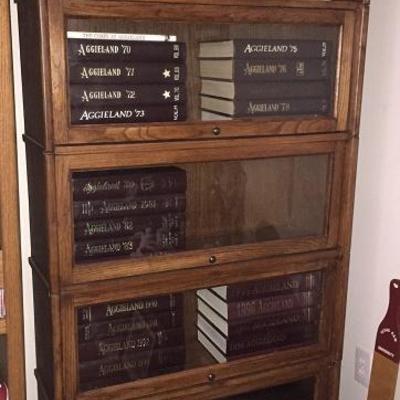 Oak 5-Stack Barrister Book Cases (1 of 2) Full of Texas A & M Year Books