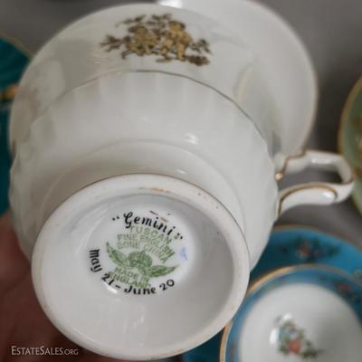 Antique English bone china, tea cup & saucer Tuscan "Gemini"