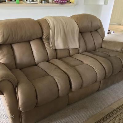 Microfiber sofa twin recliners