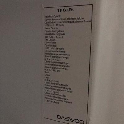 Daewoo refrigerator/freezer 15 cu.ft.