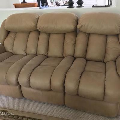 Microfiber sofa twin recliners