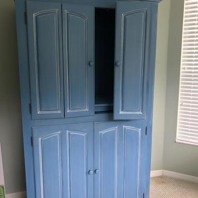cool blue coastal armoire