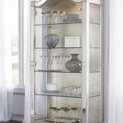 VENETIAN STYLE MIRROR PANELED DISPLAY CABINET