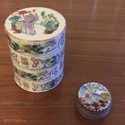 JYR021 Vintage Porcelain Oriental Stacked Trinket Box
