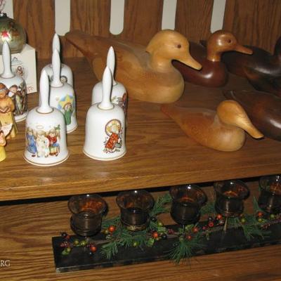 hummel bells and wooden duck decoys