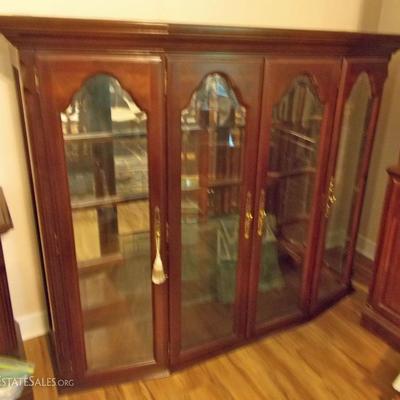 VA House solid cherry china cabinet $$480
This is the top that sits on a sideboard [in next photo}.
Combined the top and bottom measure...