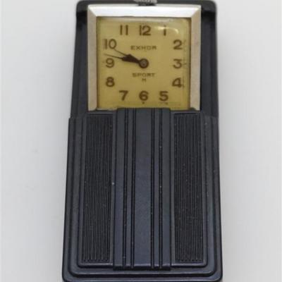 Lot 20 - Vintage 1950 Ehor Sport H Retractable Watch. Black Bakelite and Nickel Case. V. CUPILLARD 
Villers Le Lac FRANCE  SGDG Patent N...