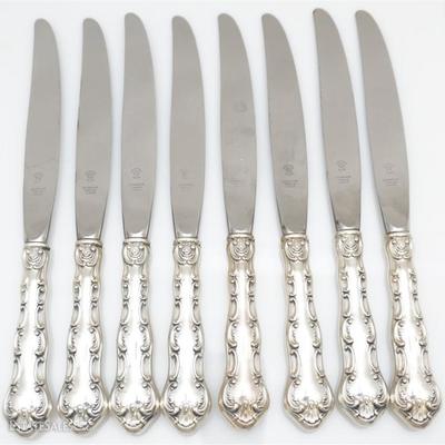 Lot 22 - Eight Gorham Sterling Silver Strasbourg Modern Hollow Dinner Knives. Each Knife measures 9 1/4
