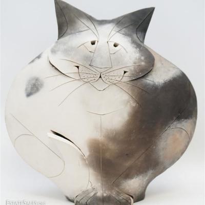 Lot 27 - Dewey Studio 1996 Pottery Fat Cat. Signed by the artist. Measures 12