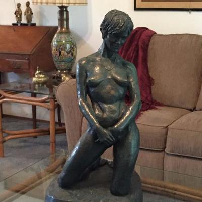 Large 60s Nude Sculpture by T Holland (signed and dated)