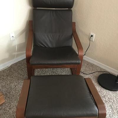 Ikea leather chair and ottoman 