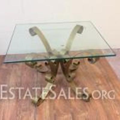 Glass And Metal Matching End Table