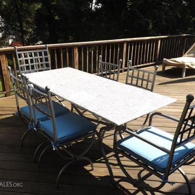 Granite Top Patio Dining Table 6 Chairs