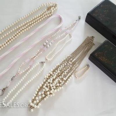 FSL199 Simulated & Freshwater Pearl Necklaces, Jewelry Boxes
