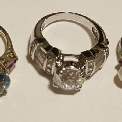 FSL175 Silver Rings with Cut Stones


