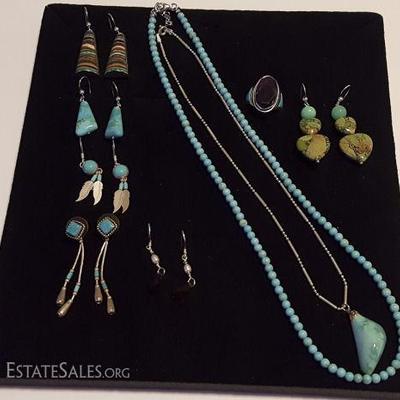 FSL180 Turquoise & Silver Earrings, Necklace, Pendant & More
