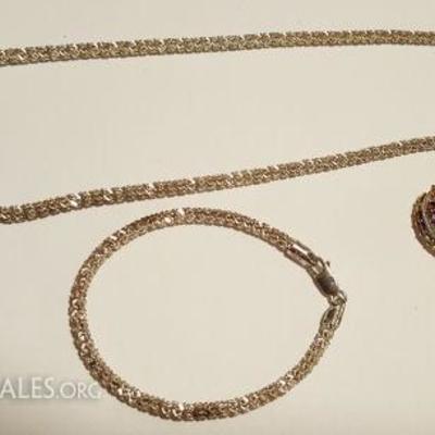 FSL177 Unique Silver Necklace & Bracelet & Ring
