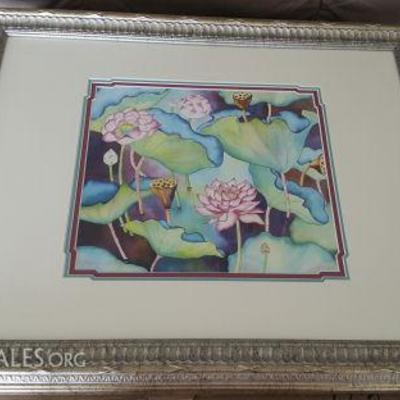 FSL006 Signed and Numbered Framed Print of Lotus Flowers

