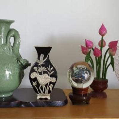 FSL031 Oriental Vases, Japanese Doll, Paper Lantern, Glass Globe & More!
