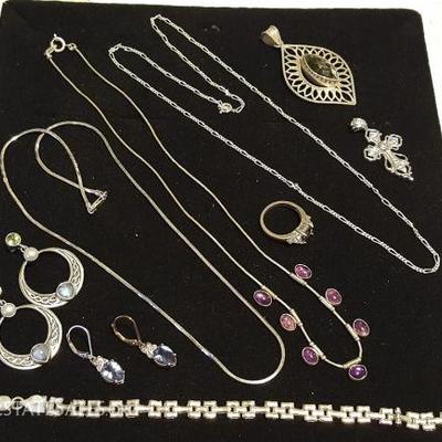 FSL160 925 Silver Chains, Pendants, Earrings, Ring Lot
