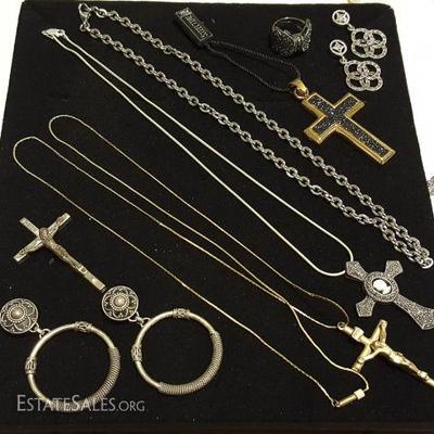 FSL155 Silver Hoop Earrings, Chains, Crosses & more
