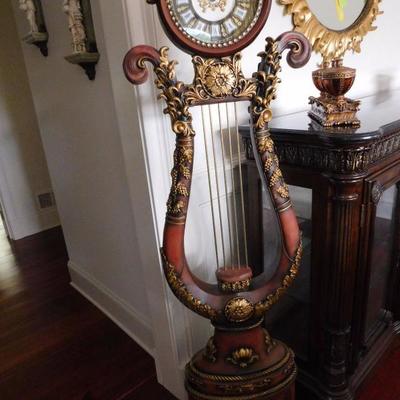 harp grandfather clock