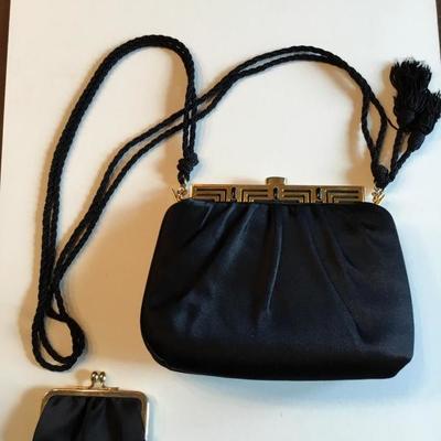 Judith Leiber bag, excellent condition, black satin , vintage 