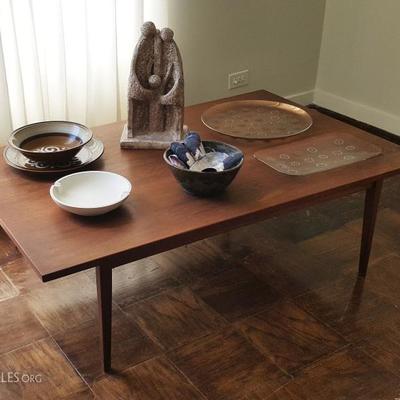 MCM coffee table and pottery  TEAK COFFEE TABLE SOLD