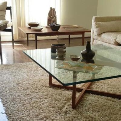 MCM glass top coffee table
