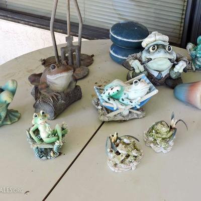 Assorted frog figurines