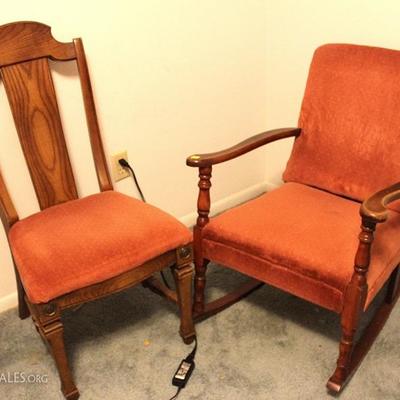 Vintage Rocker and Side Chair with Matching Uphols
