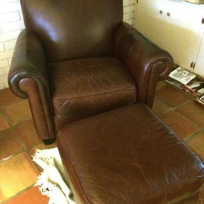 Leather Club Chair with Ottoman
