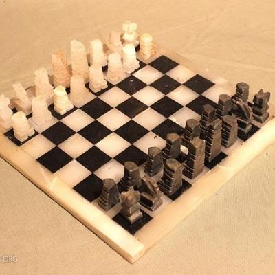 Marble Hand Carved Chess Set, Mexico Inspired
