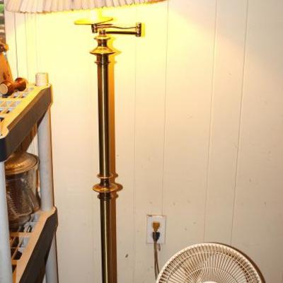 Brass Floor Lamp and Fan