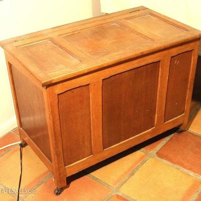 Antique Chest on Castors with Hinged Lid
