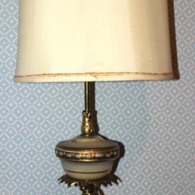 Vintage Brass and Glass Lamp with Cherub, by Tynda
