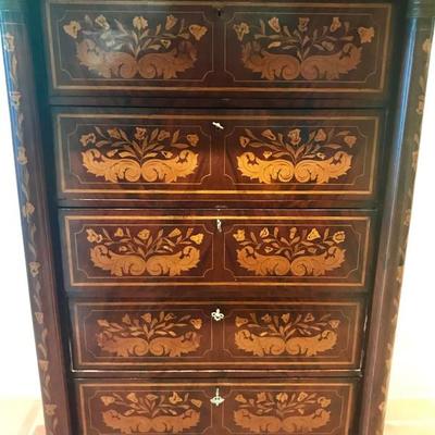 Six drawer chest of drawers w/inlay, empire style marquetry,  19th century 64 inches high by 38 inches wide by 22 inches deep paid...