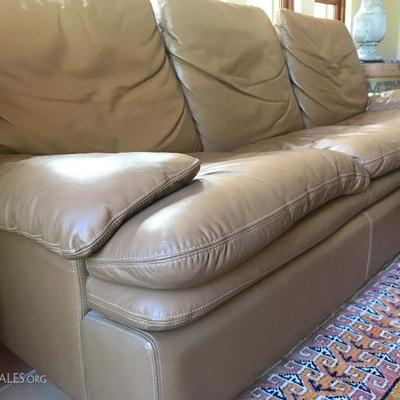 Mid Century Roche Bobois leather sofa bed and chair.