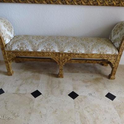 LARGE NEOCLASSICAL BENCH WITH CURVED ARMS