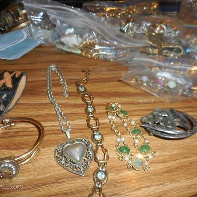 Lots of vintage costume jewelry including sterling