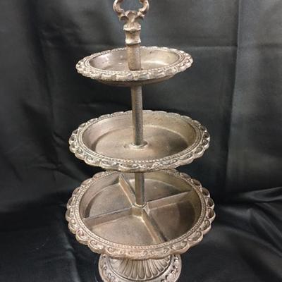 3 tier metal bronze finish tray