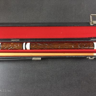 Carved pool cue