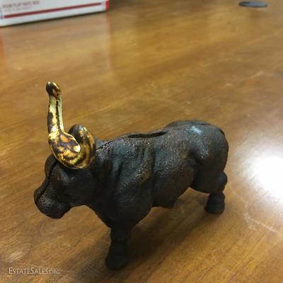 Cast iron bull bank