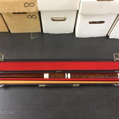 Carved pool cue