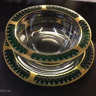 Hand painted bowl with charger